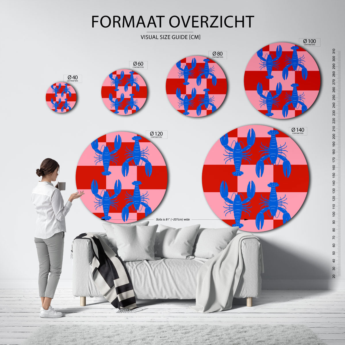 Kreeften op geruite Muurcirkel