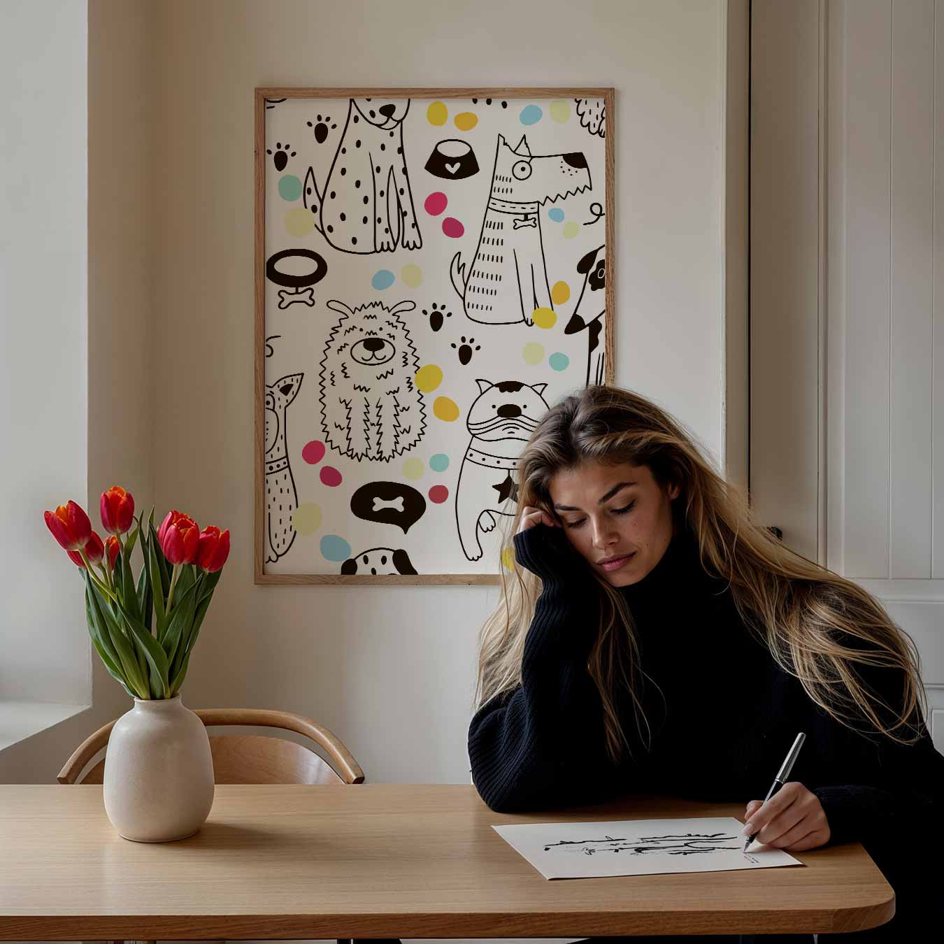 Speelse Honden Illustratie Poster