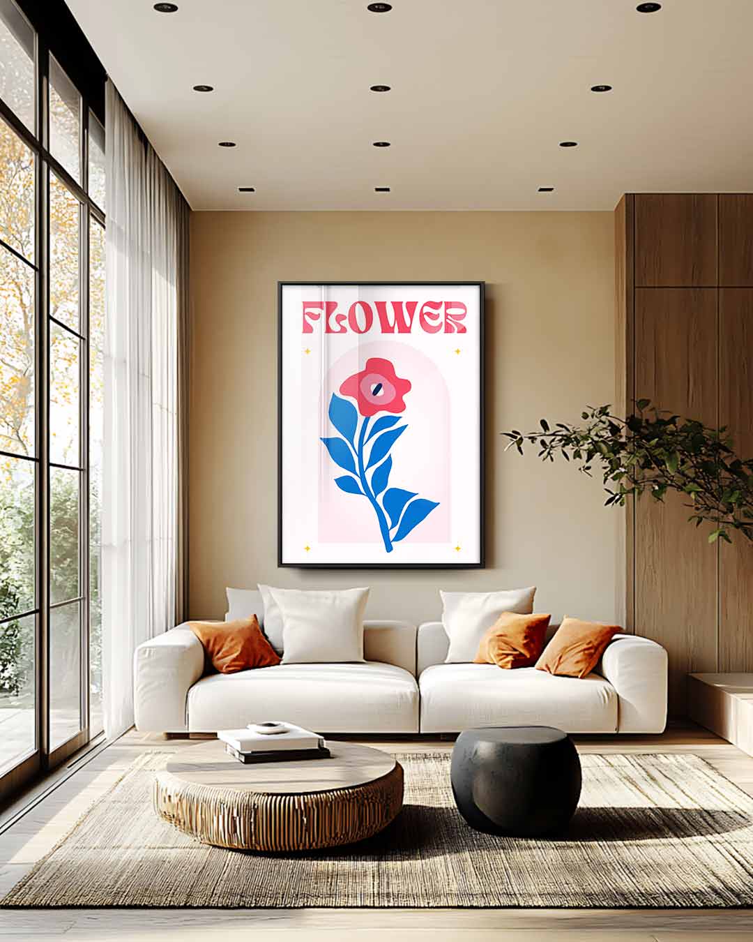 Retro Bloemenposter Kunstwerk-canvas-dibond-plexiglas-wanddecoratie-WallArtistic