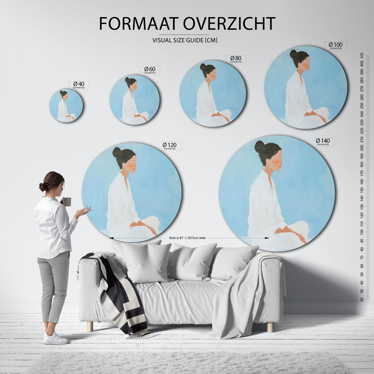 Vrouw in profiel Muurcirkel