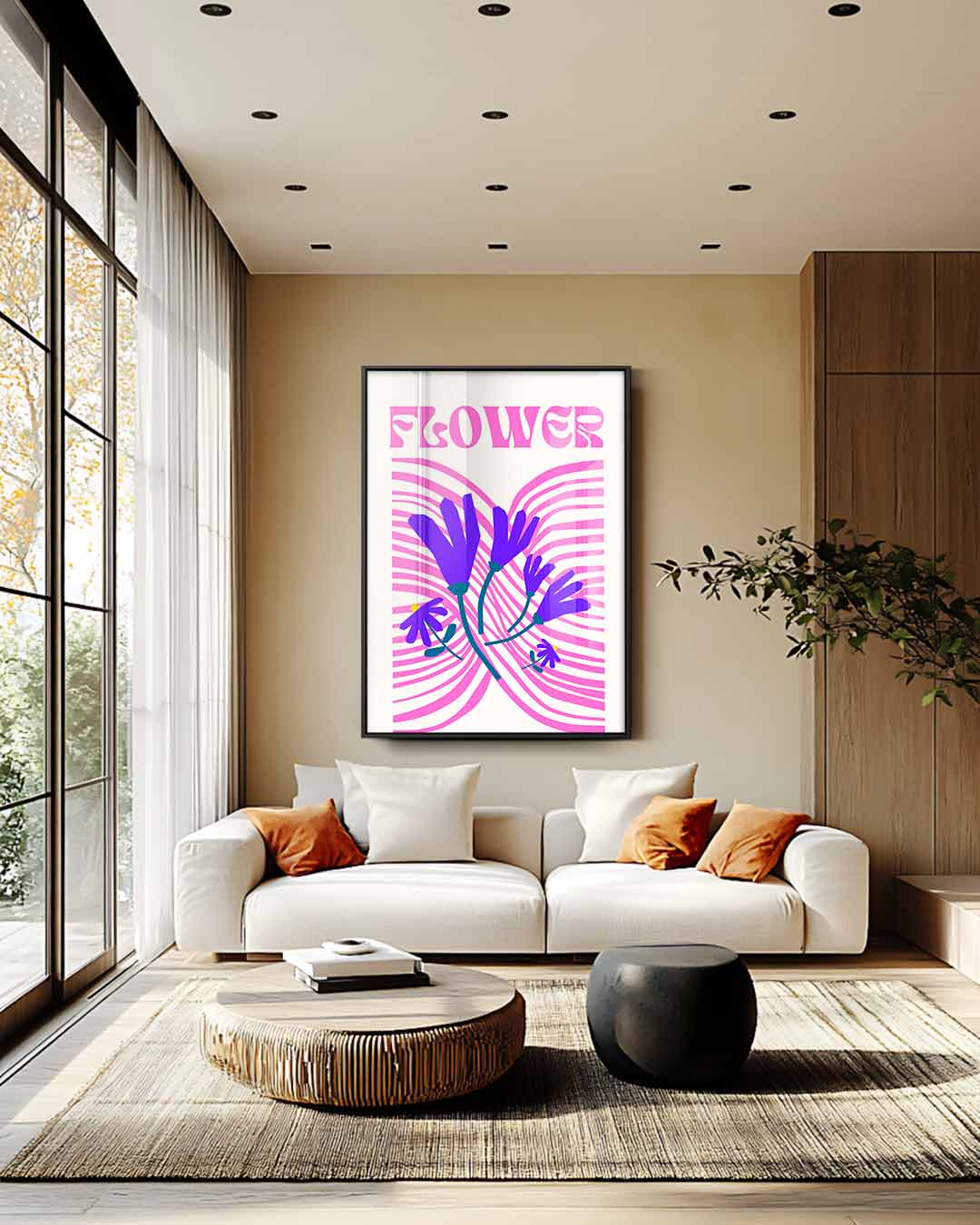 Vrolijke Bloemenexplosie Kunstwerk-canvas-dibond-plexiglas-wanddecoratie-WallArtistic