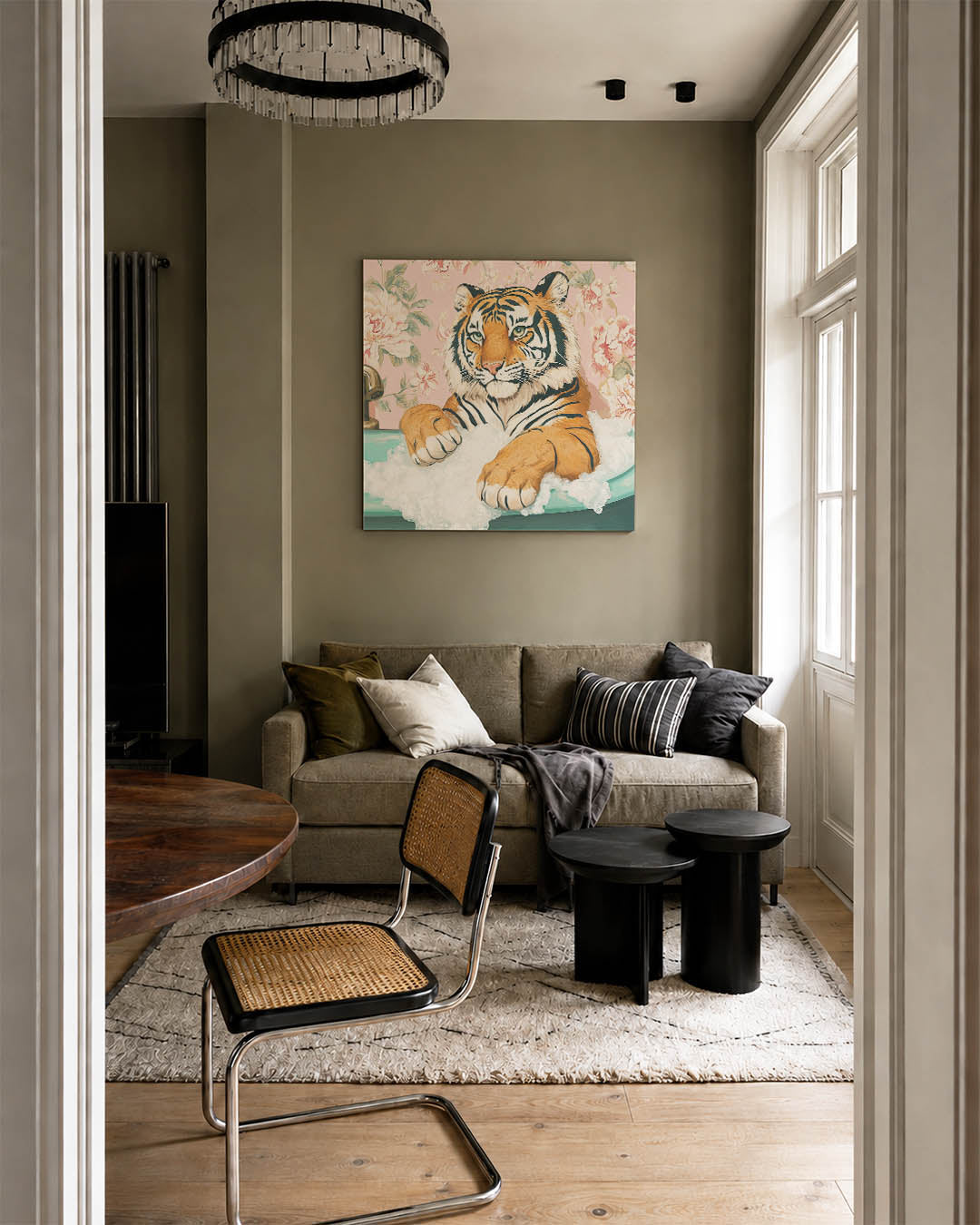 Tijger in bad Kunstwerk