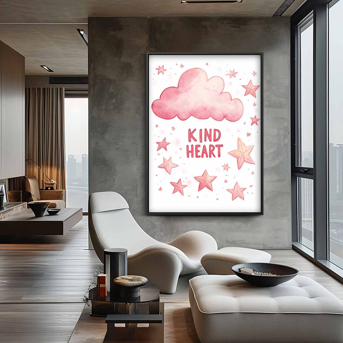 Dromerige Wolken en Sterren Kunstwerk-canvas-dibond-plexiglas-wanddecoratie-WallArtistic