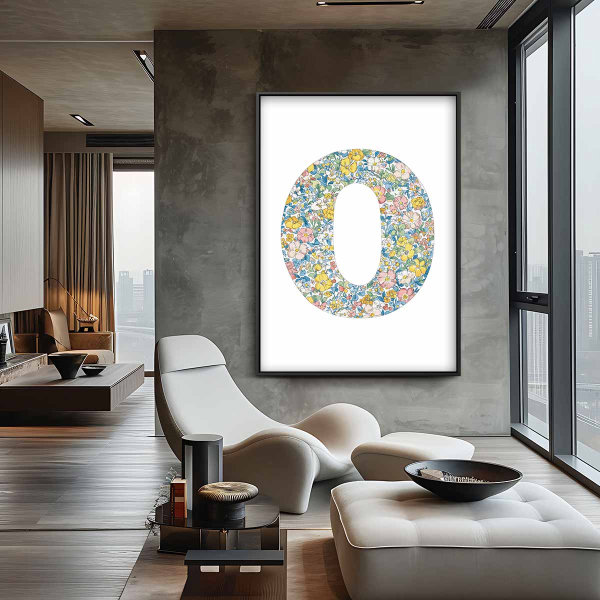 Bloemenpracht in Cijfer 0 Kunstwerk-canvas-dibond-plexiglas-wanddecoratie-WallArtistic