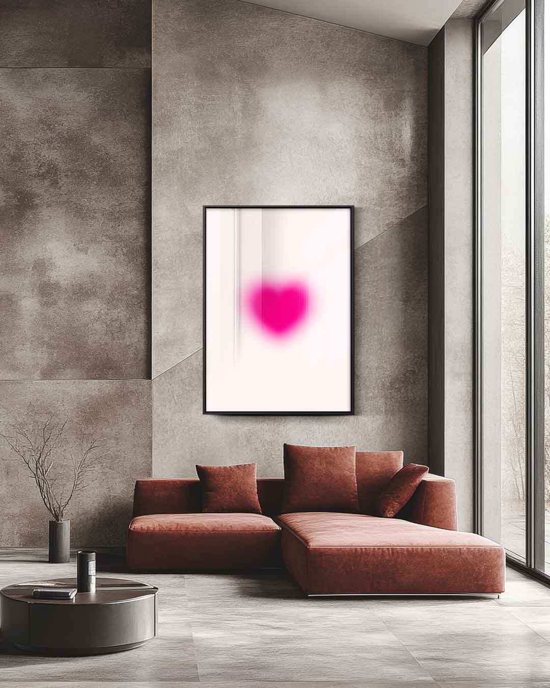 Liefdeshart in Roze Kunstwerk-canvas-dibond-plexiglas-wanddecoratie-WallArtistic