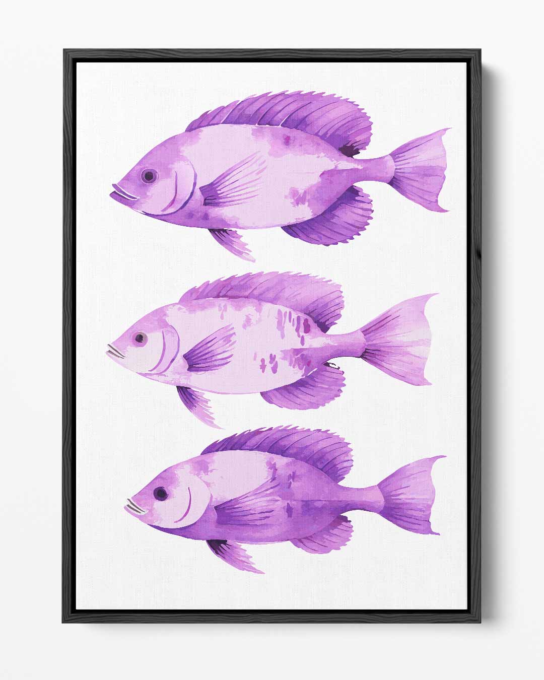 Paarse Vis Trio Kunstwerk-canvas-dibond-plexiglas-wanddecoratie-WallArtistic