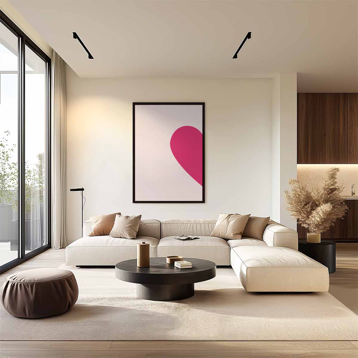 Roze Hart Abstract Kunstwerk-canvas-dibond-plexiglas-wanddecoratie-WallArtistic