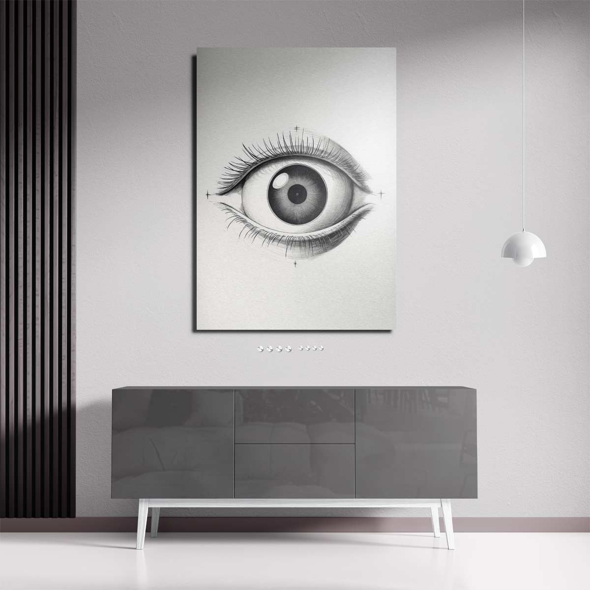 Intrigerend Potloodtekening Oog Kunstwerk-canvas-dibond-plexiglas-wanddecoratie-WallArtistic