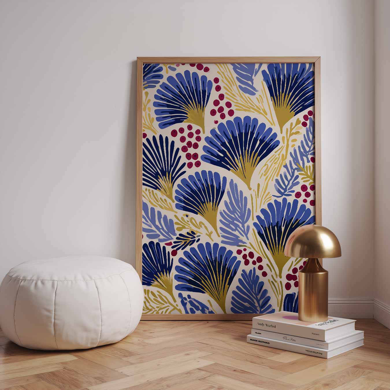 Botanische Blauwe Kunstposter