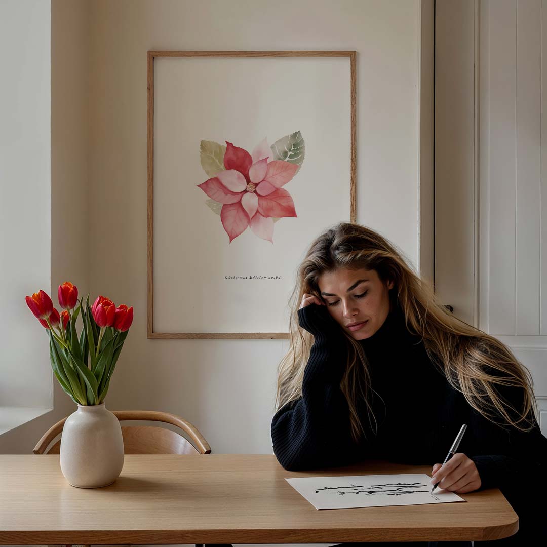 Kerststerren Bloemenpracht Poster-WallArtistic