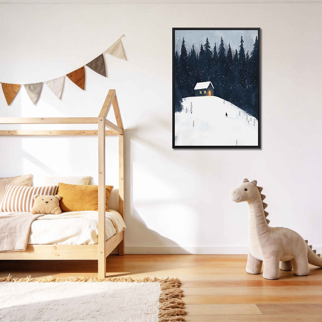 Winterlandschap met huis Kunstwerk