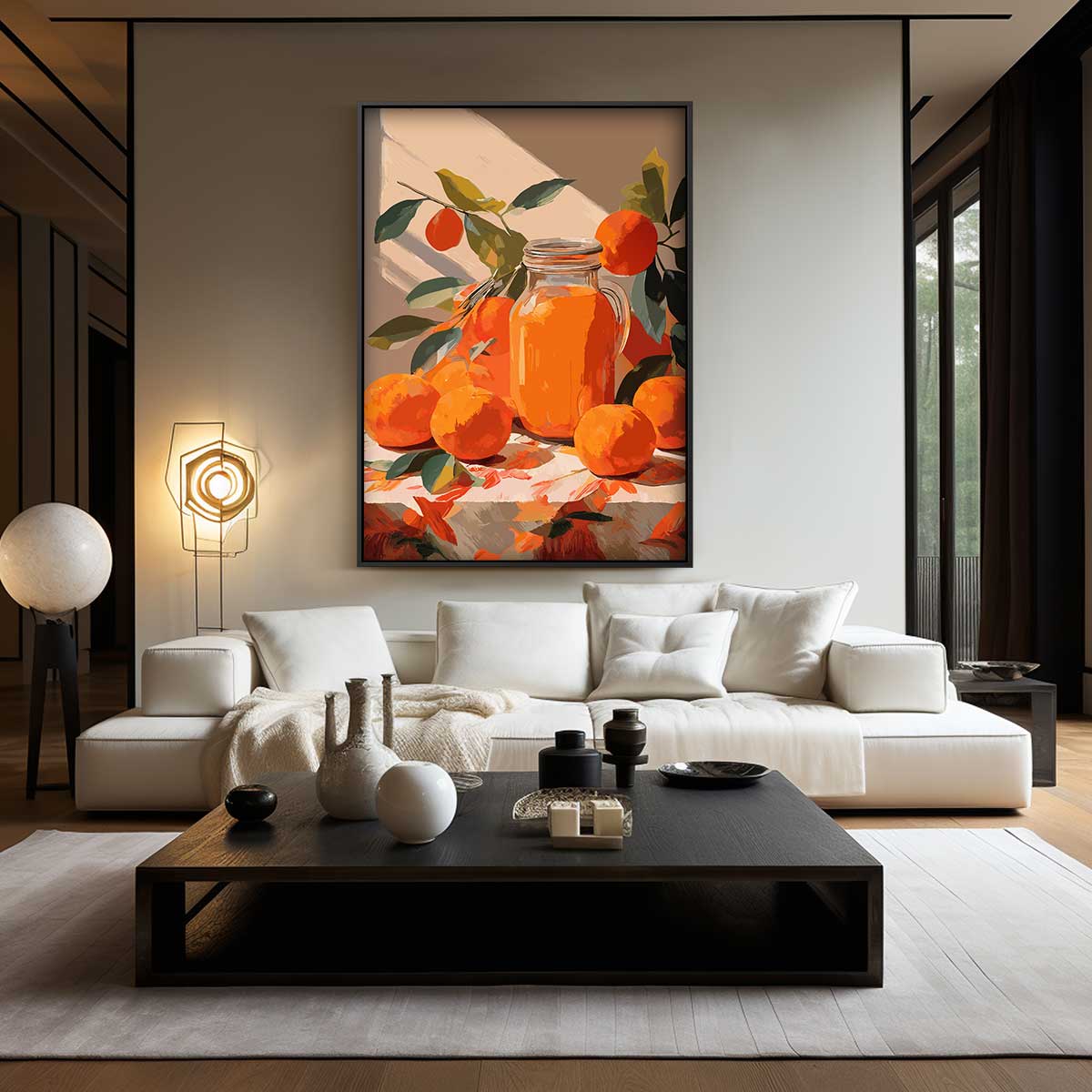 Zonnige Sinasappelstillleven Kunstwerk-canvas-dibond-plexiglas-wanddecoratie-WallArtistic