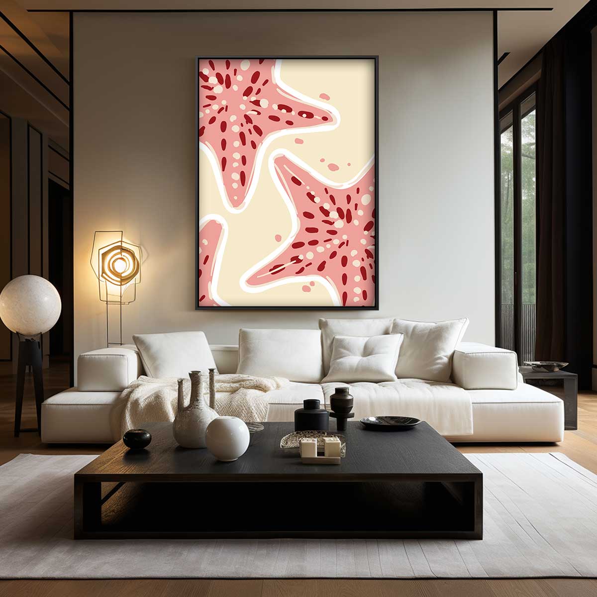 Speelse Zeester Print Kunstwerk-canvas-dibond-plexiglas-wanddecoratie-WallArtistic