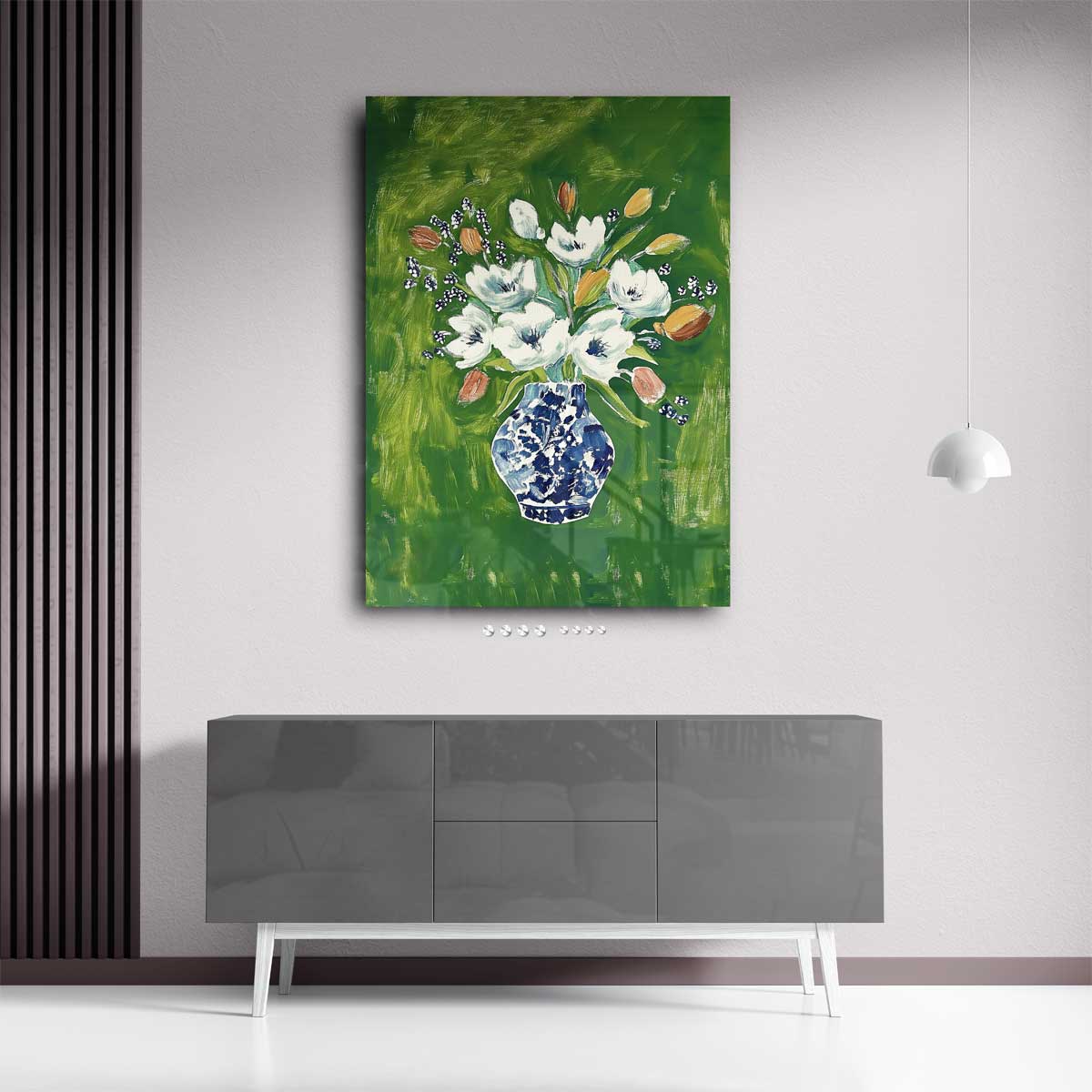 Bloemenpracht in Blauwe Vaas Kunstwerk-canvas-dibond-plexiglas-wanddecoratie-WallArtistic