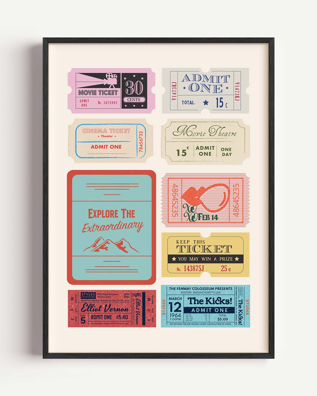 Vintage Ticket Collage Poster-WallArtistic