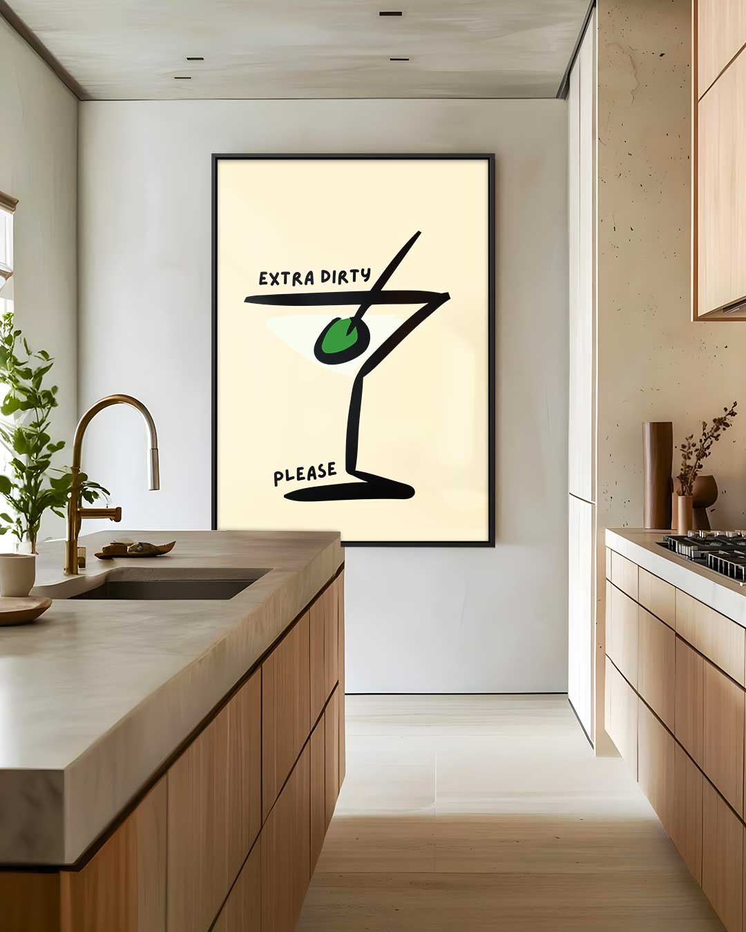 Extra Dirty Martini Illustratie Kunstwerk-canvas-dibond-plexiglas-wanddecoratie-WallArtistic