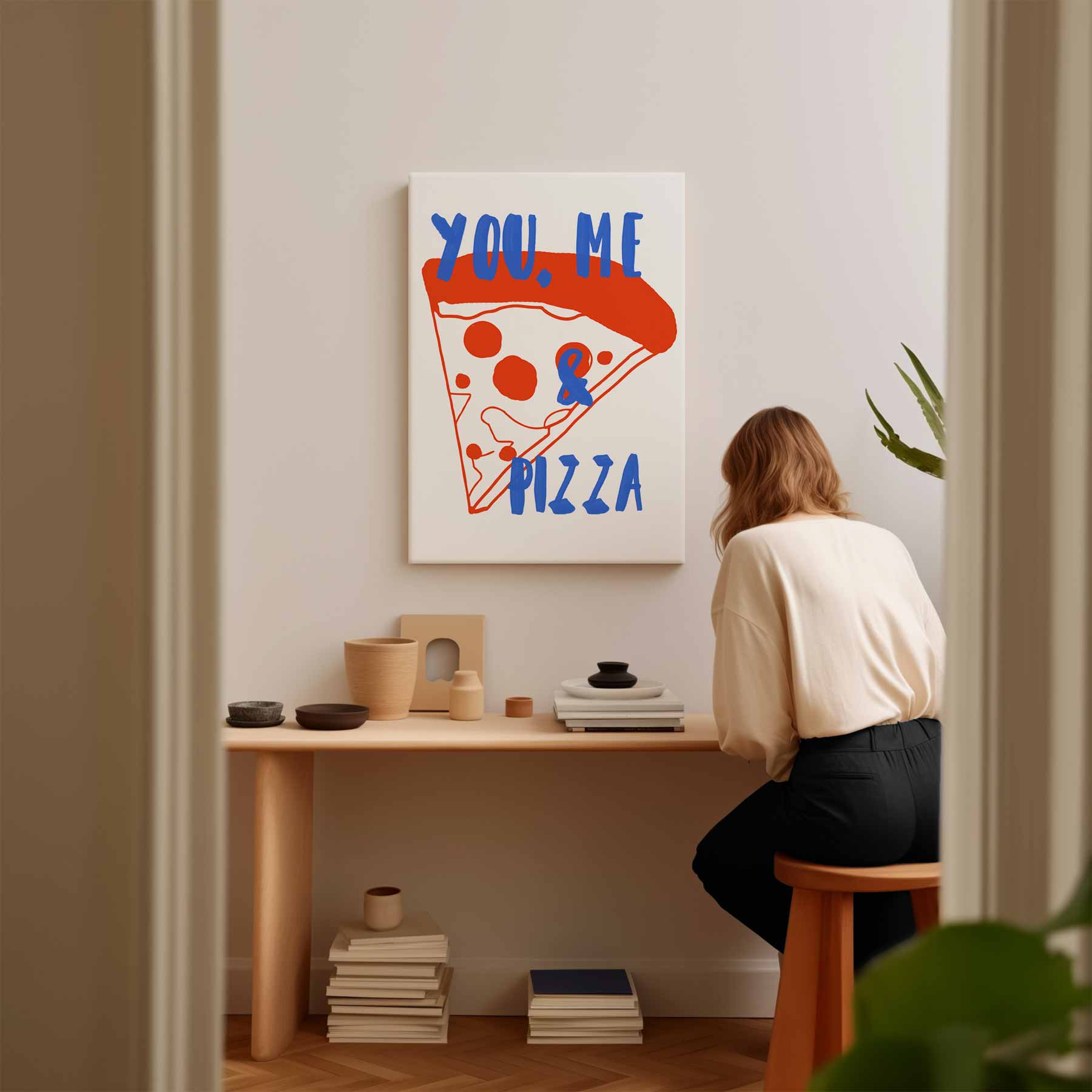 You, Me & Pizza Kunstwerk-canvas-dibond-plexiglas-wanddecoratie-WallArtistic