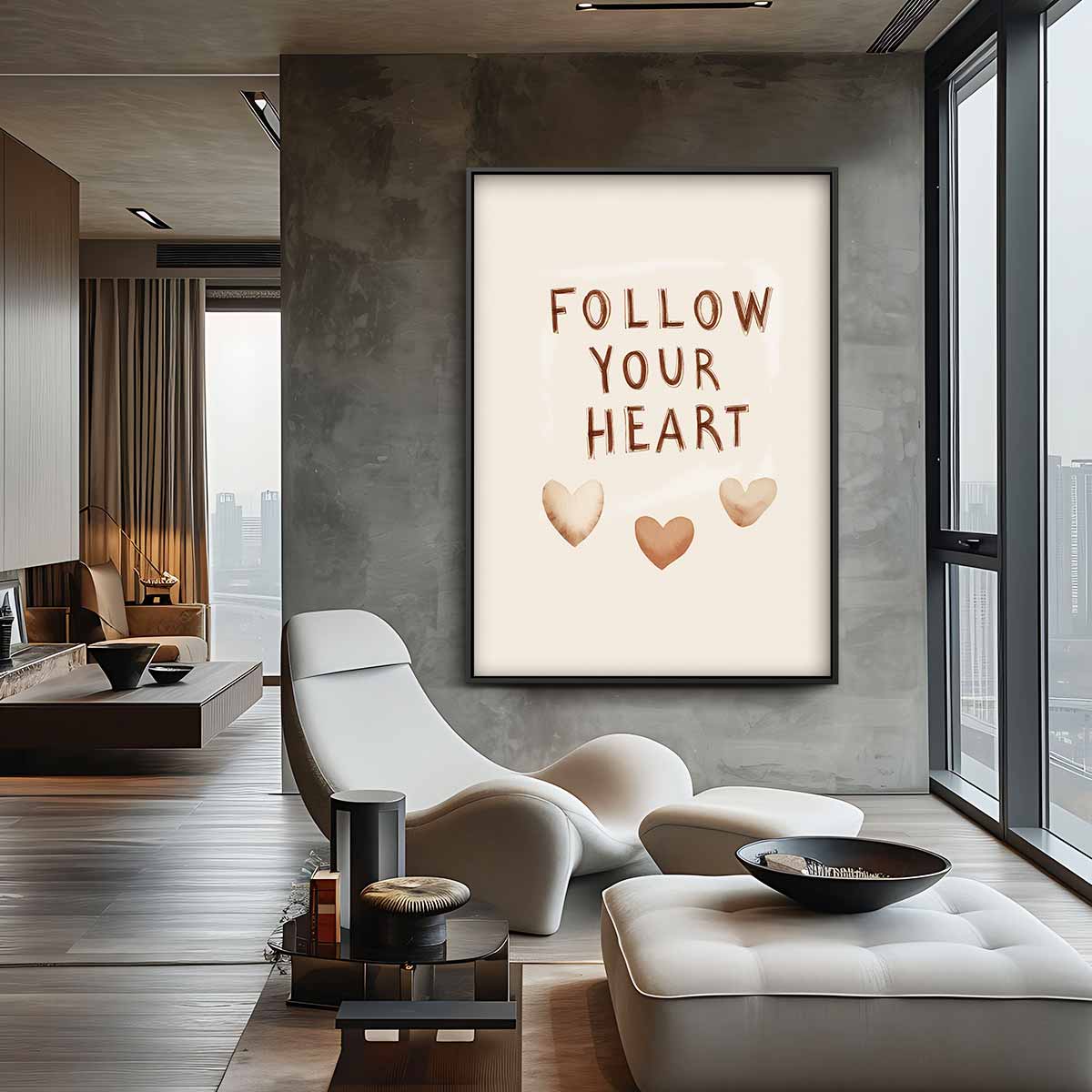 Volg je Hart Poster Kunstwerk-canvas-dibond-plexiglas-wanddecoratie-WallArtistic