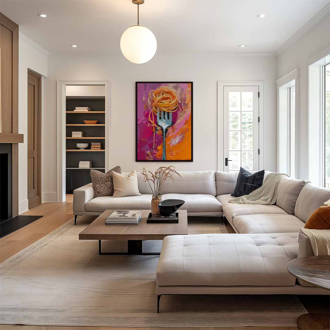 Spaghetti op een Vork Kunstwerk-canvas-dibond-plexiglas-wanddecoratie-WallArtistic