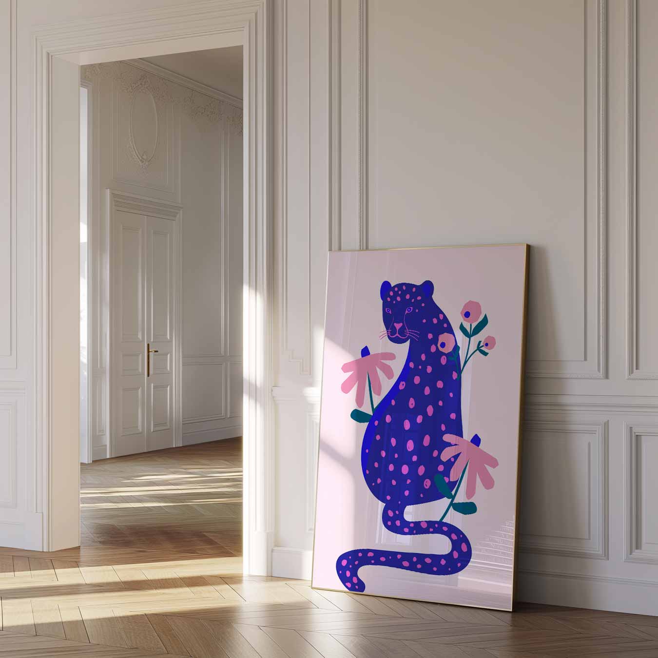 Vrolijke Luipaard Kunstprint Poster