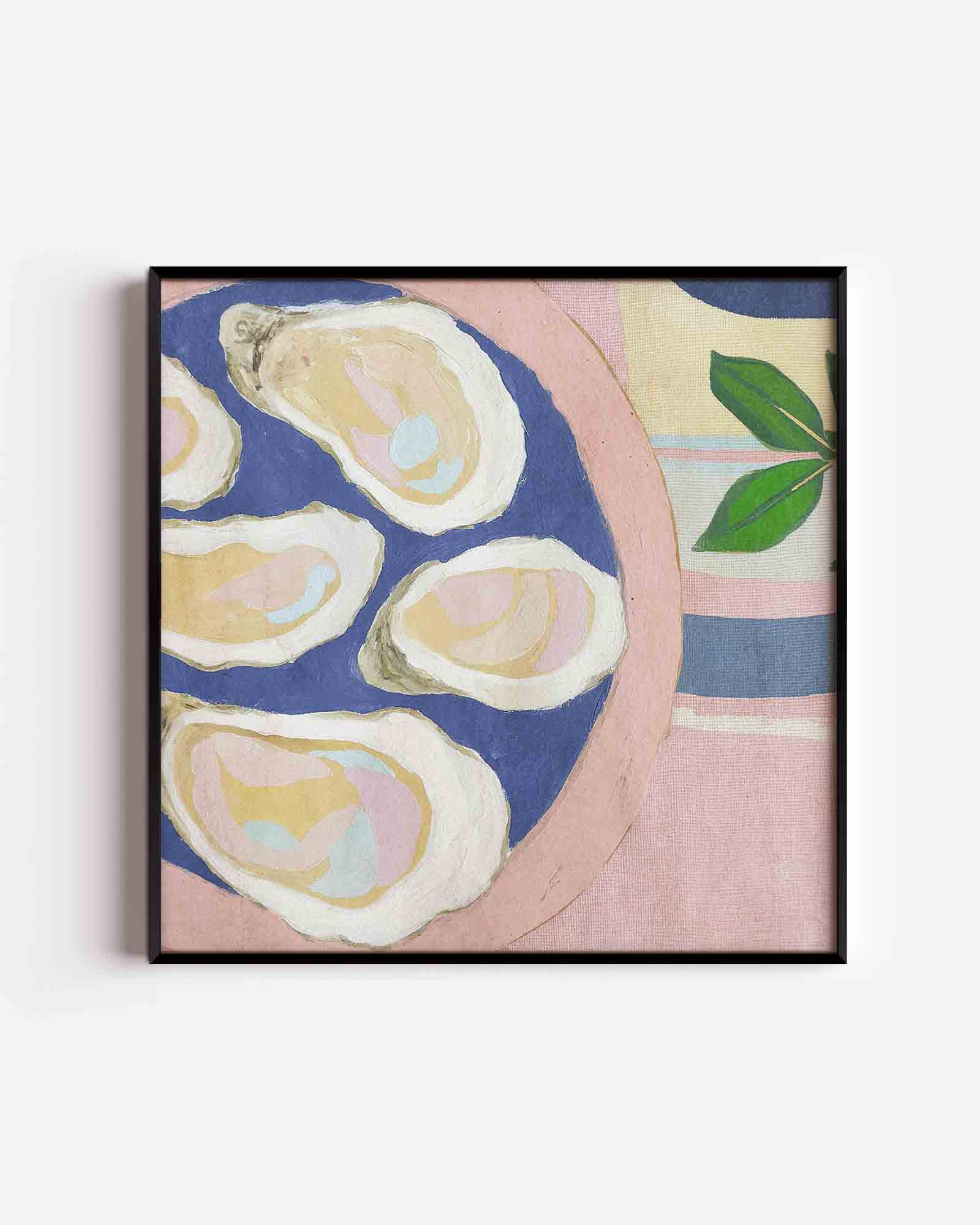 Oesters op bord Poster