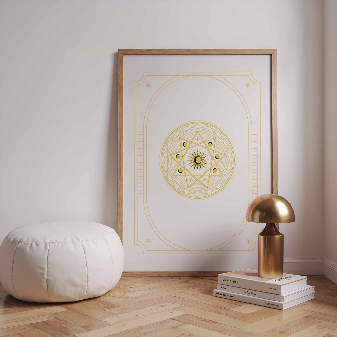 Zon en Maan Fase Mandala Poster
