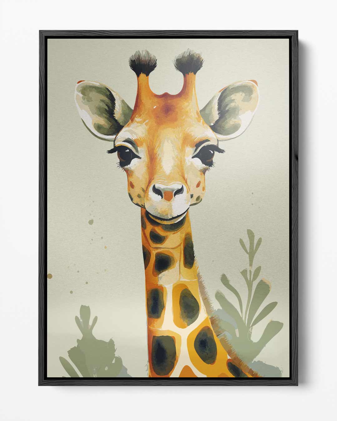Vrolijke Giraffe Portret Kunstwerk-canvas-dibond-plexiglas-wanddecoratie-WallArtistic