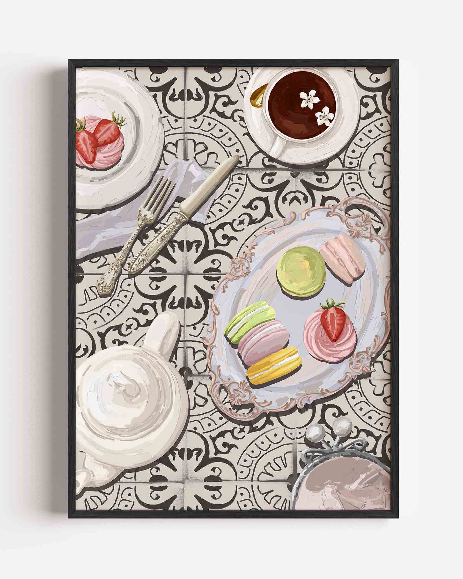 Theeservies en macarons Poster