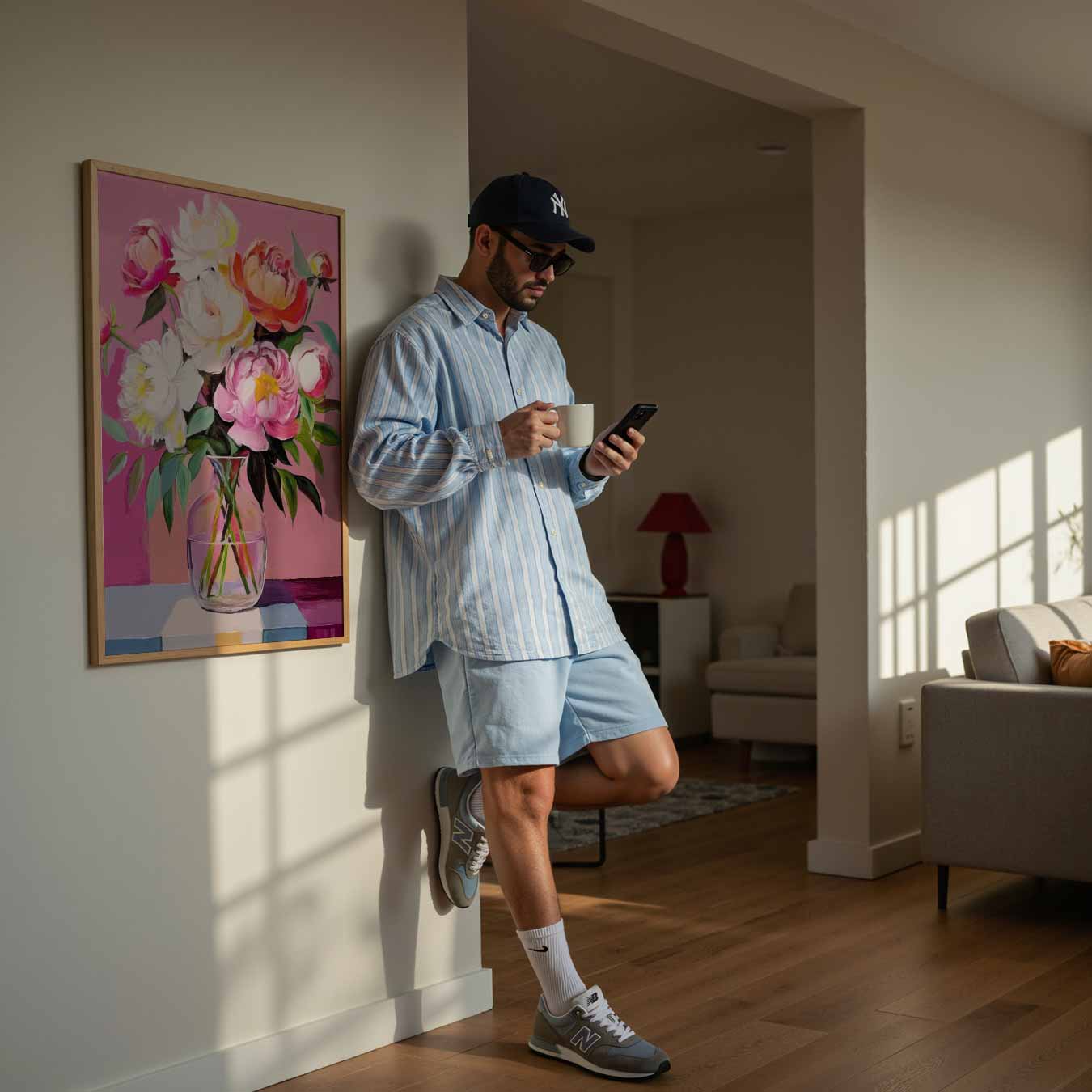 Bloeiend Peonies in Vaas Poster-WallArtistic