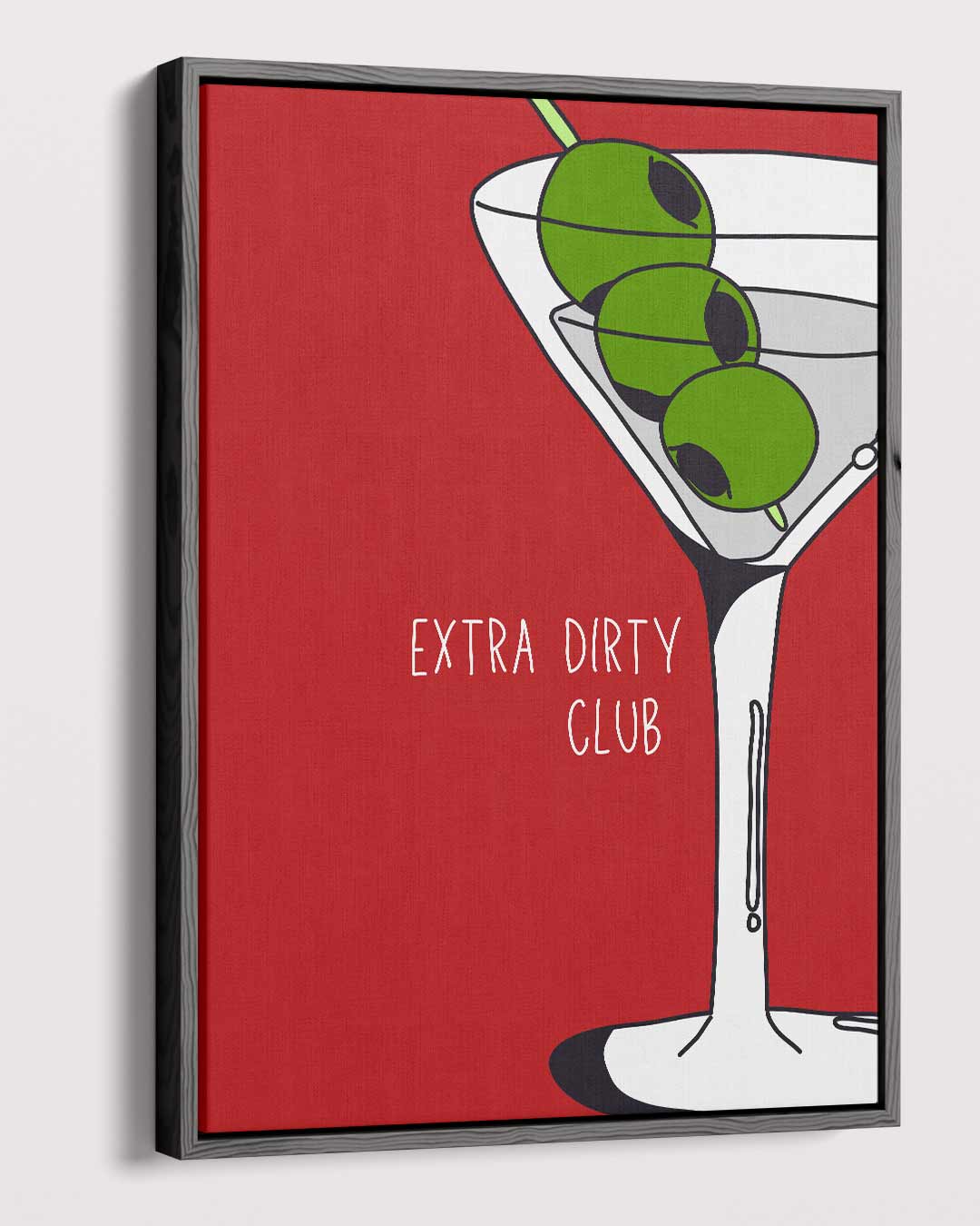 Martini en Olijven Pop Art Kunstwerk-canvas-dibond-plexiglas-wanddecoratie-WallArtistic
