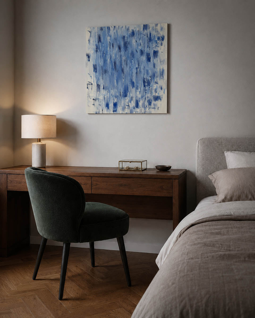Dynamische blauwe vegen Kunstwerk