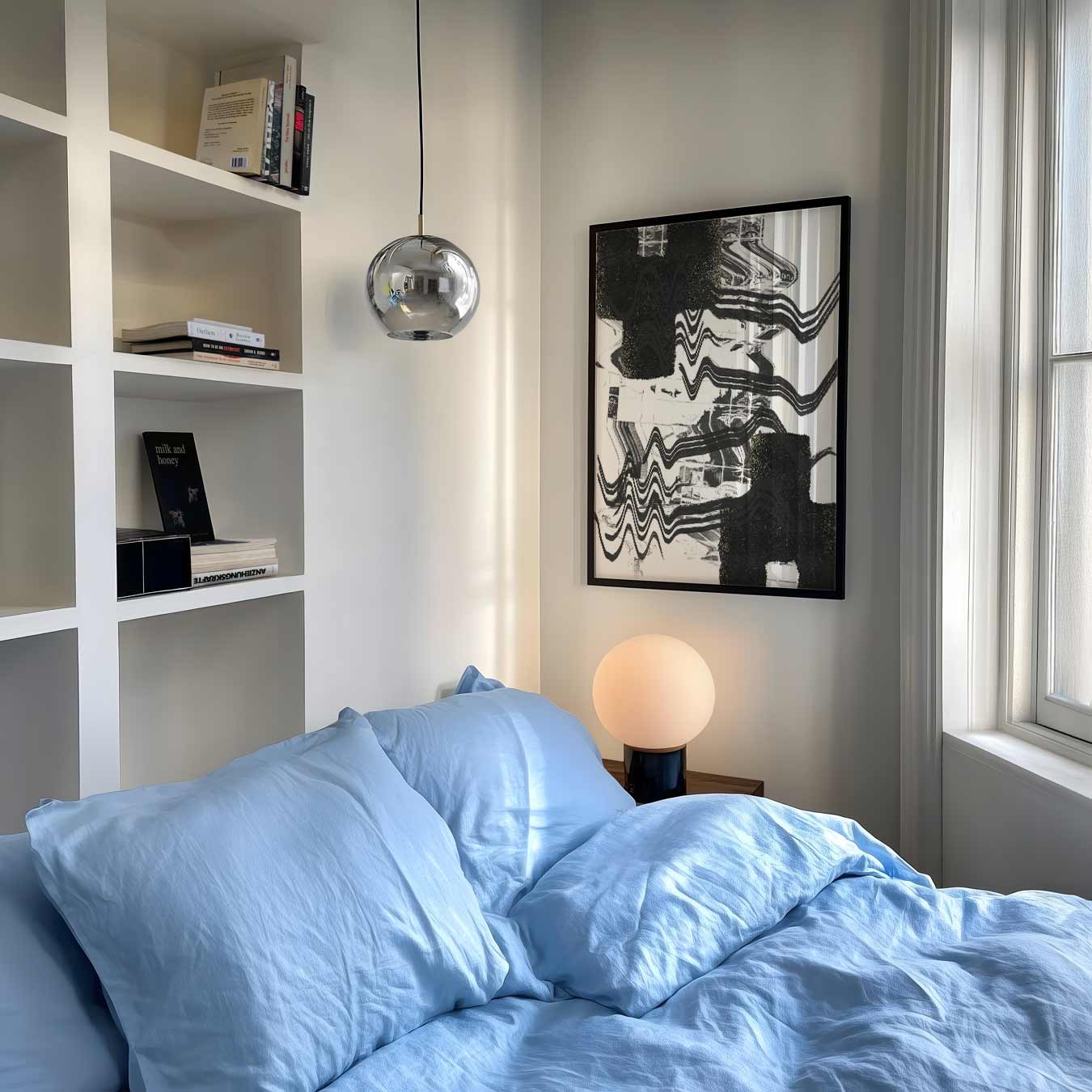 Abstracte Zwart-Wit Golven Poster-WallArtistic