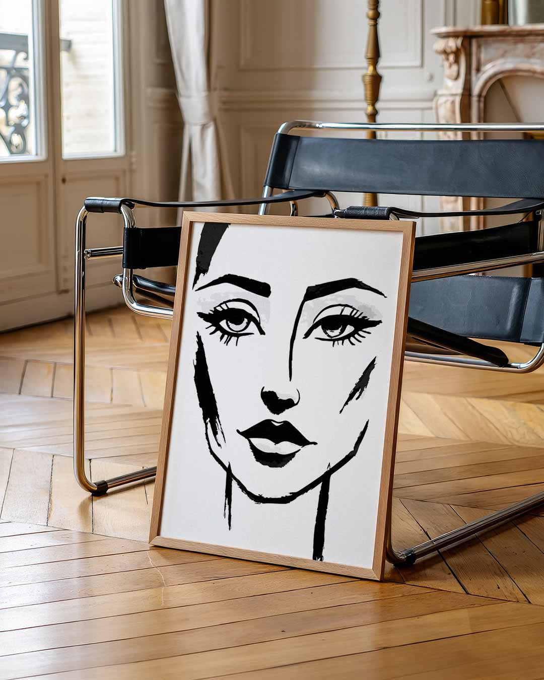 Artistieke Zwart-Wit Vrouwenportret Poster-WallArtistic