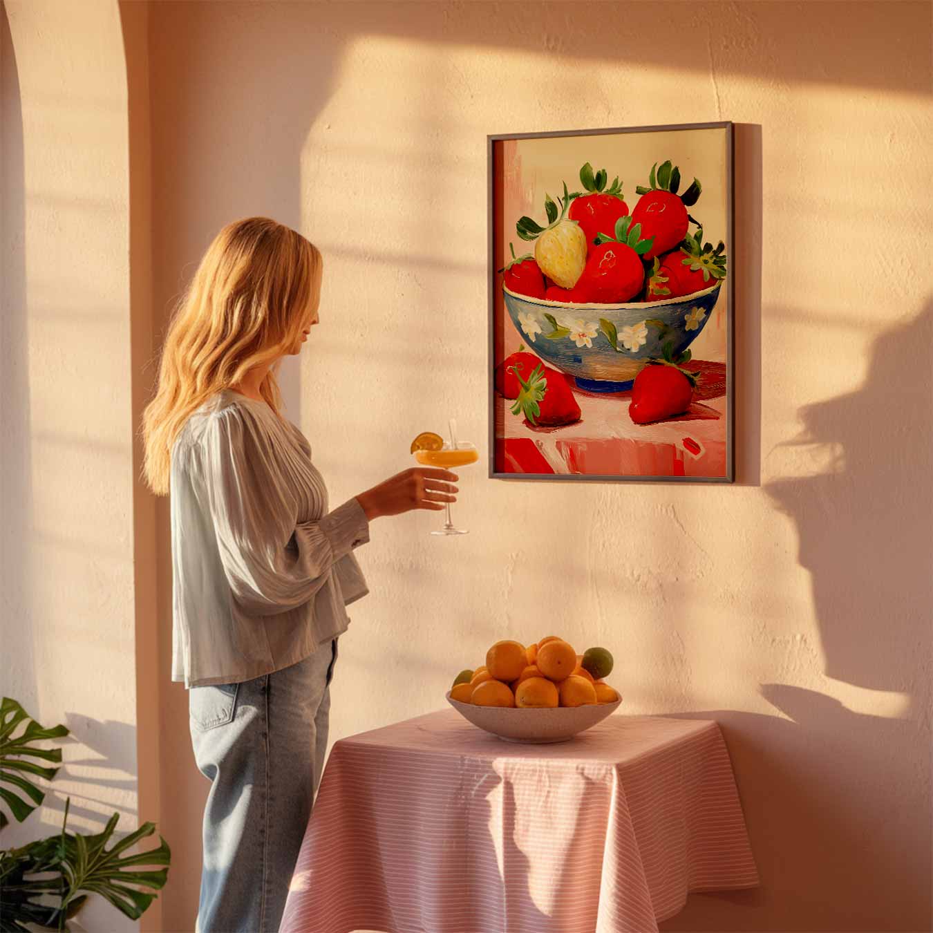Aardbeien in Kunstzinnige Kom Poster