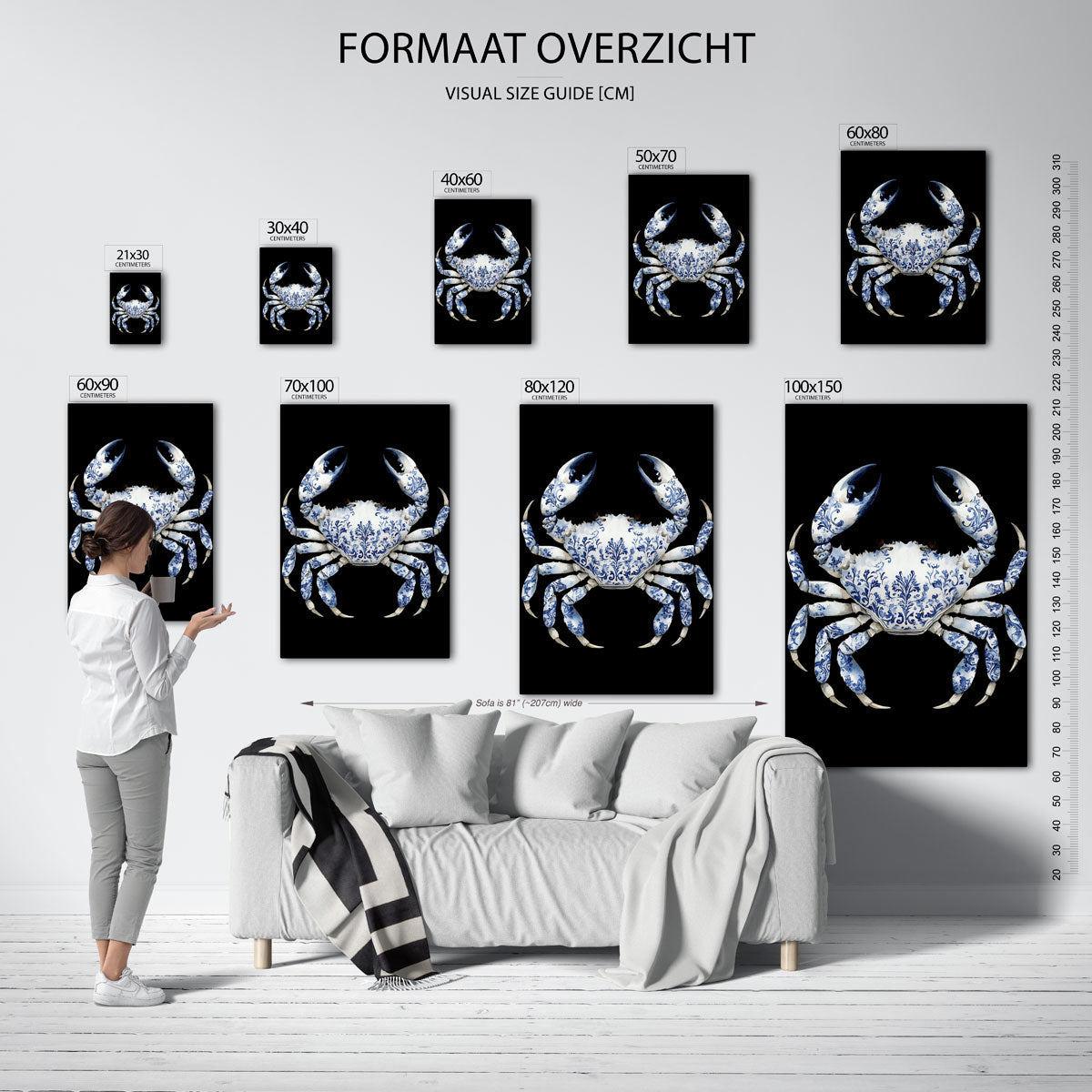 Blauw witte krab Poster