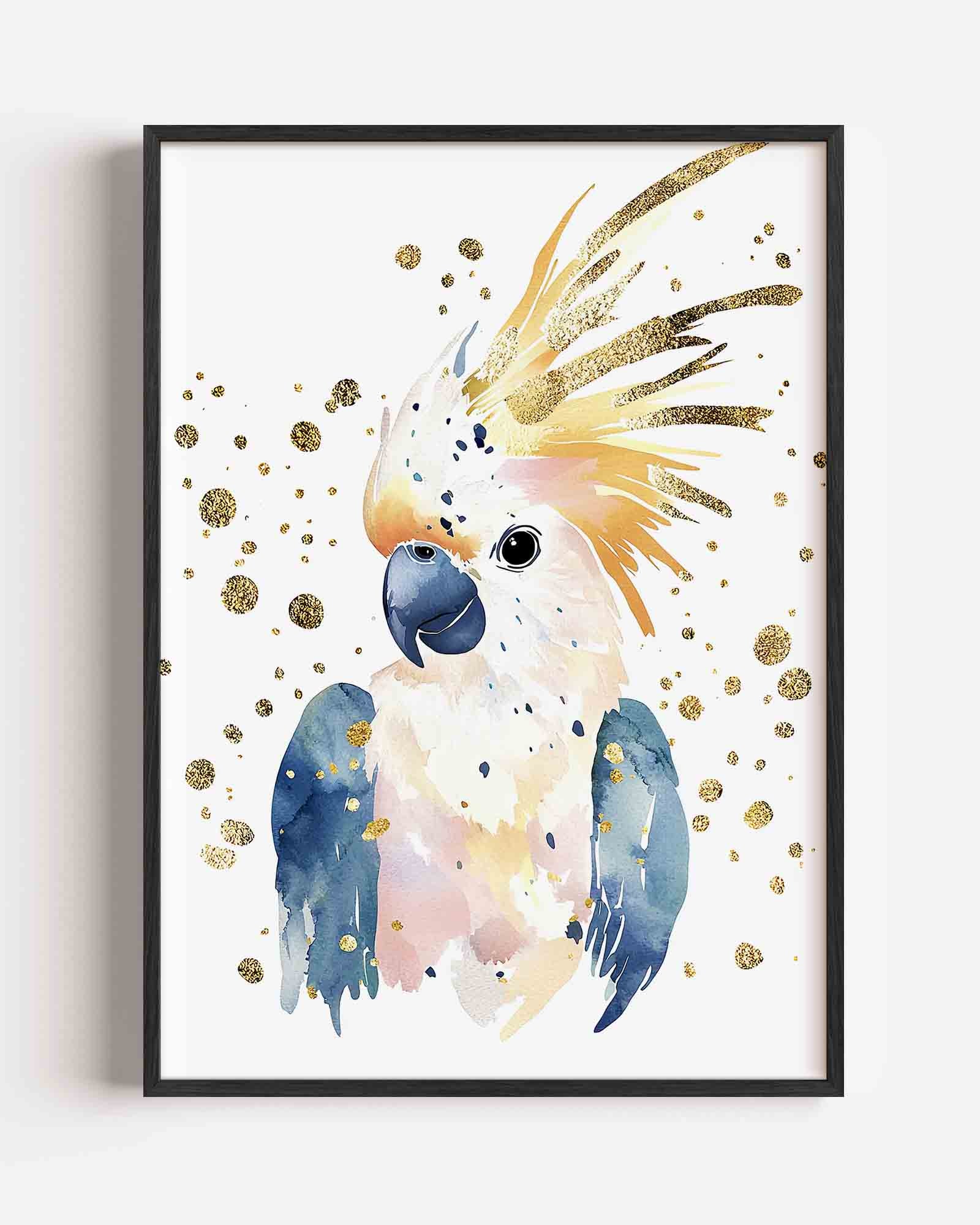 Papegaai met gouden accenten Poster