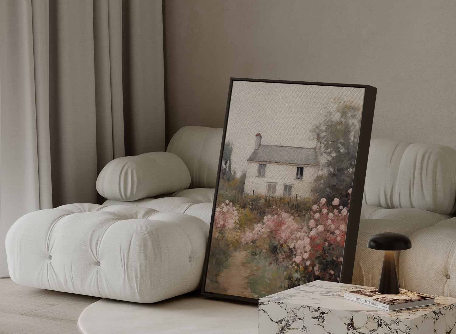 Rustiek Landhuis in Bloemrijk Landschap Kunstwerk-canvas-dibond-plexiglas-wanddecoratie-WallArtistic