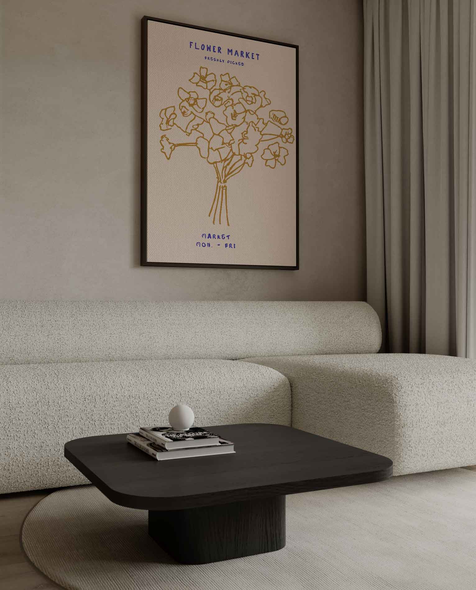 Bloemenmarkt Illustratie Kunstwerk-canvas-dibond-plexiglas-wanddecoratie-WallArtistic