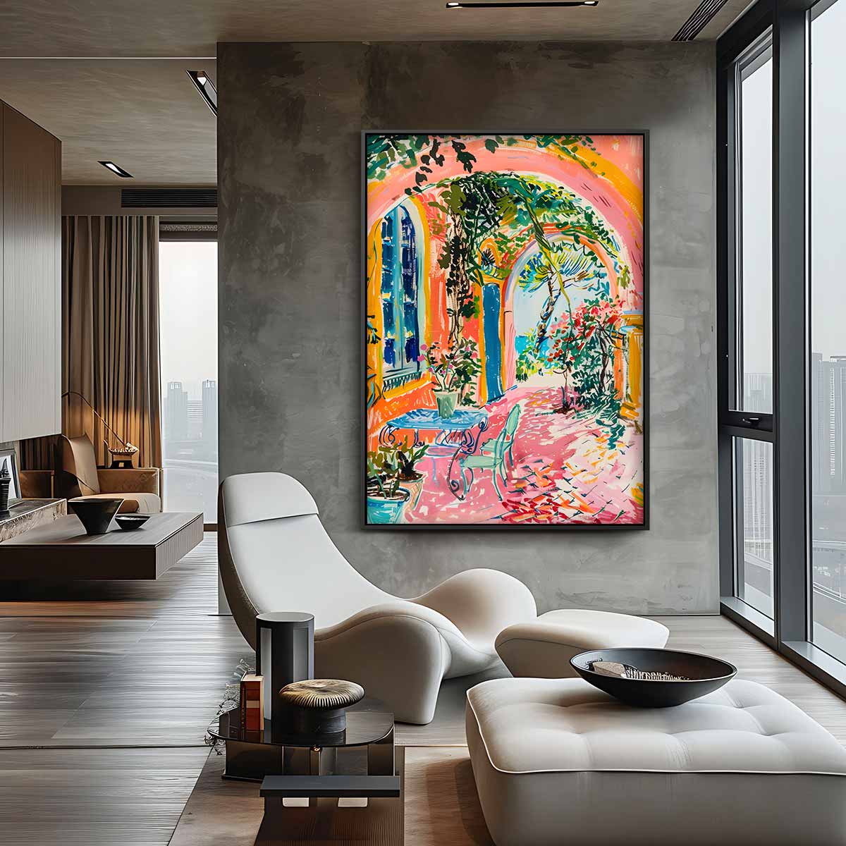 Kleurrijke Zomertuin Kunstwerk-canvas-dibond-plexiglas-wanddecoratie-WallArtistic