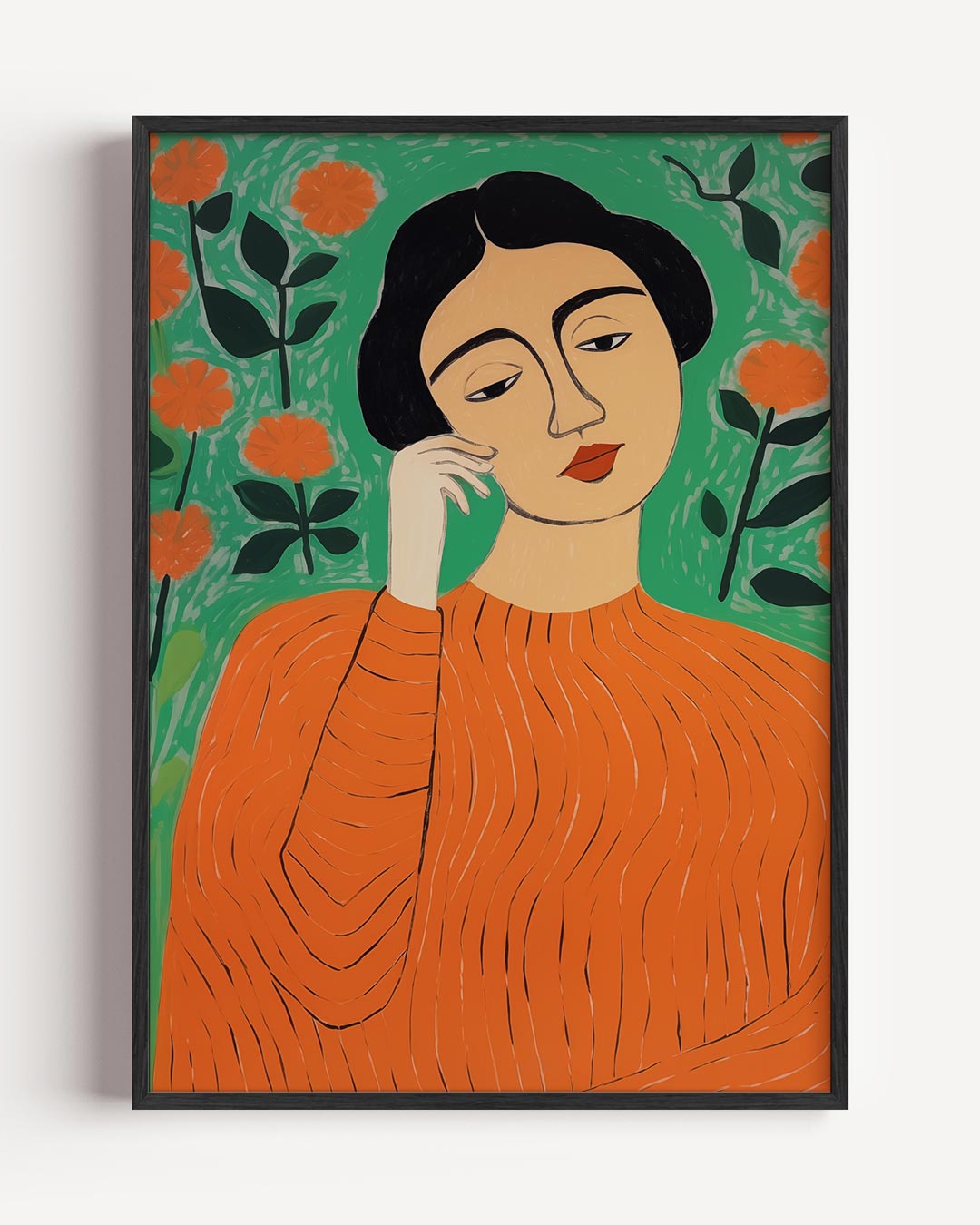 Dromerige Vrouw in Bloemenwereld Poster-WallArtistic