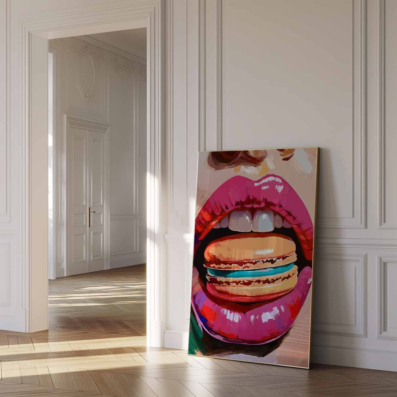 Kleurrijke Lippen & Macaron Poster