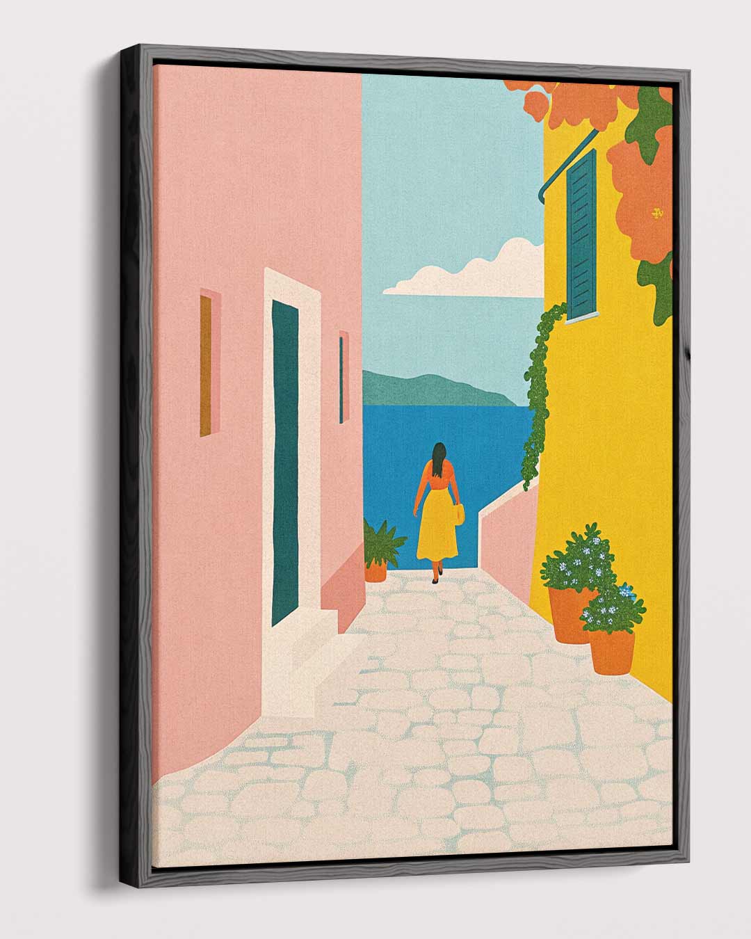 Zonnige Straat aan de Zee Kunstwerk-canvas-dibond-plexiglas-wanddecoratie-WallArtistic