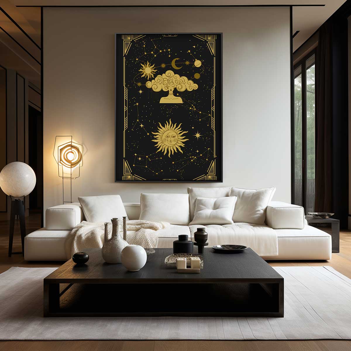 Gouden Sterrenhemel Kunstwerk Kunstwerk-canvas-dibond-plexiglas-wanddecoratie-WallArtistic
