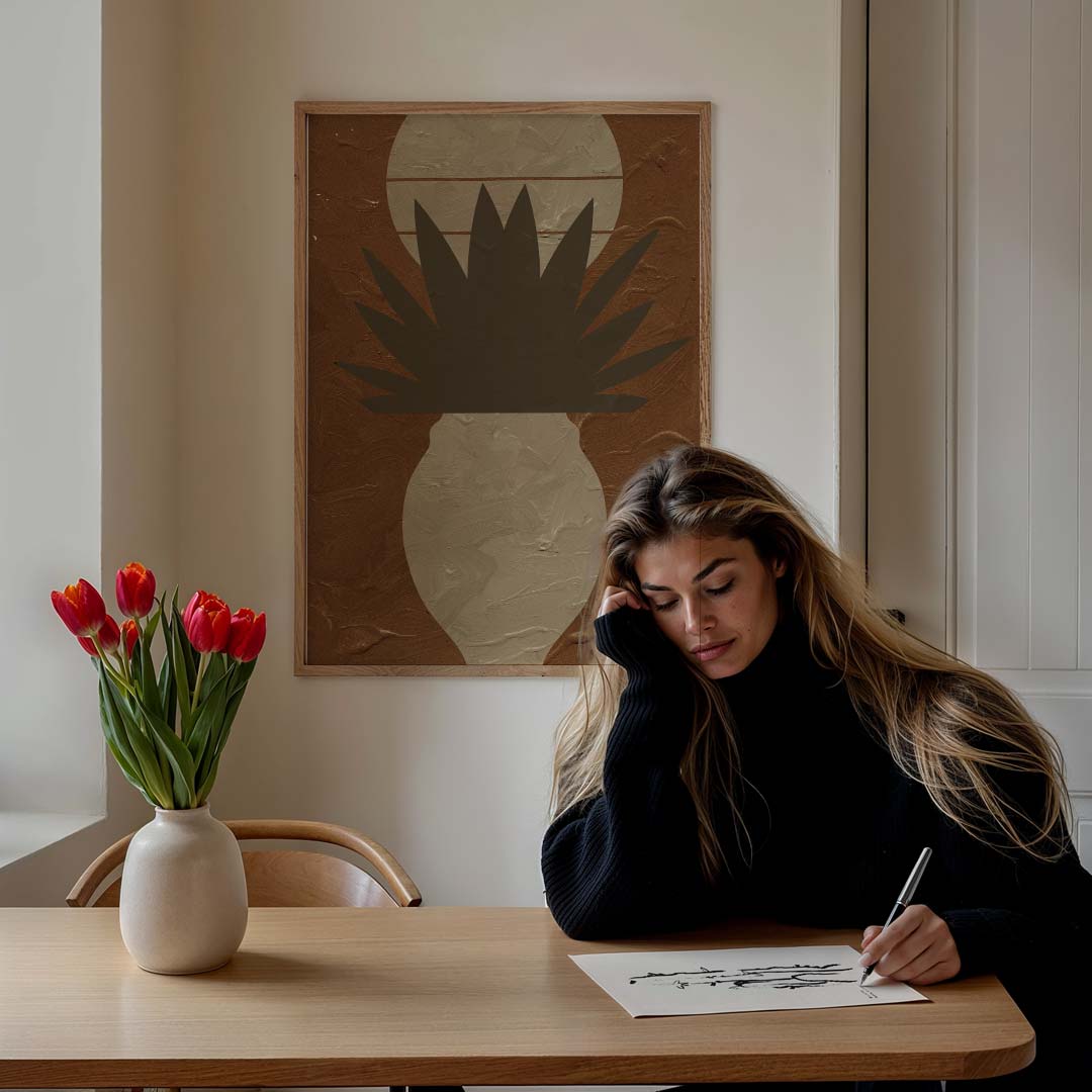 Bruine Botanische Statement Poster-WallArtistic