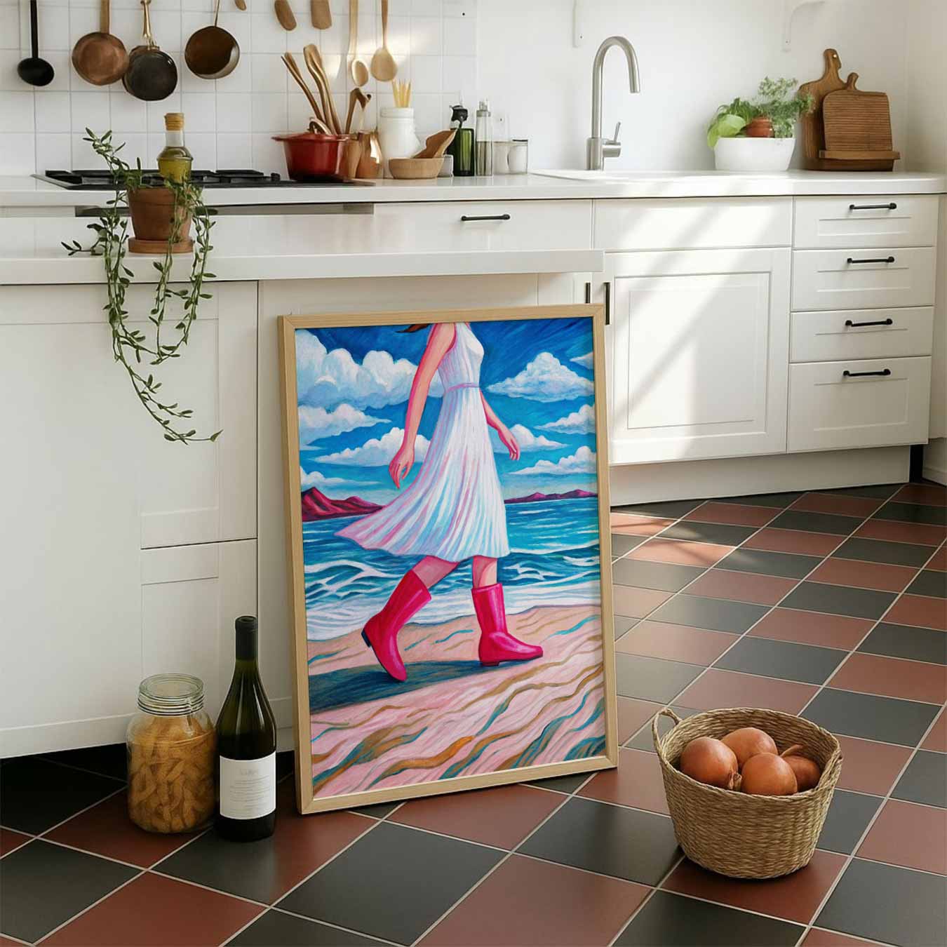 Zomers Strandwandeling Poster-WallArtistic