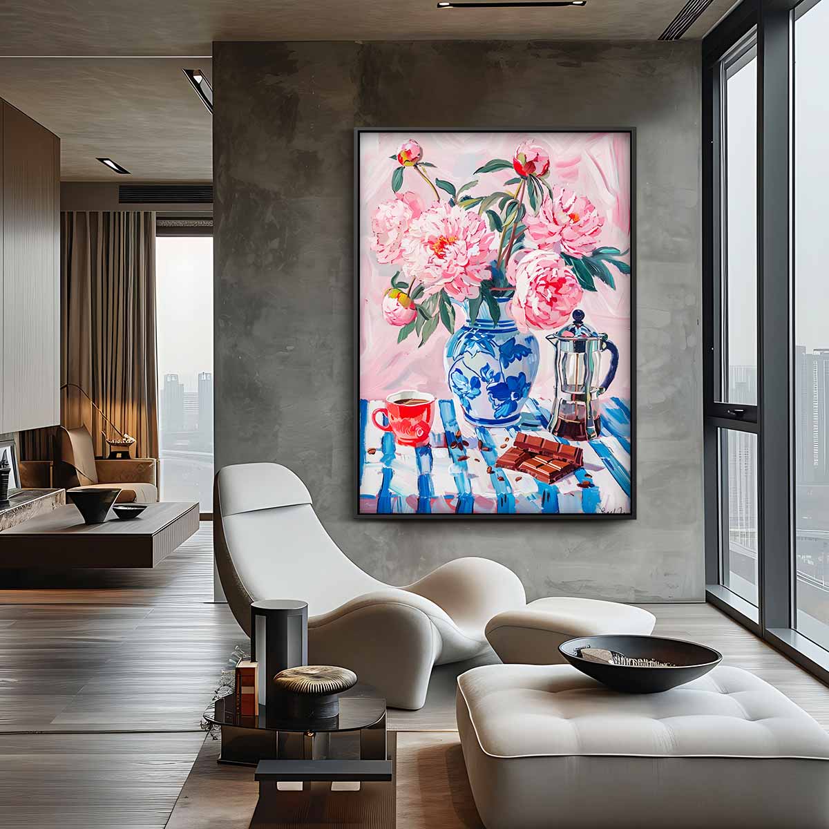 Bloeiende Pioenen in Stilleven Kunstwerk-canvas-dibond-plexiglas-wanddecoratie-WallArtistic