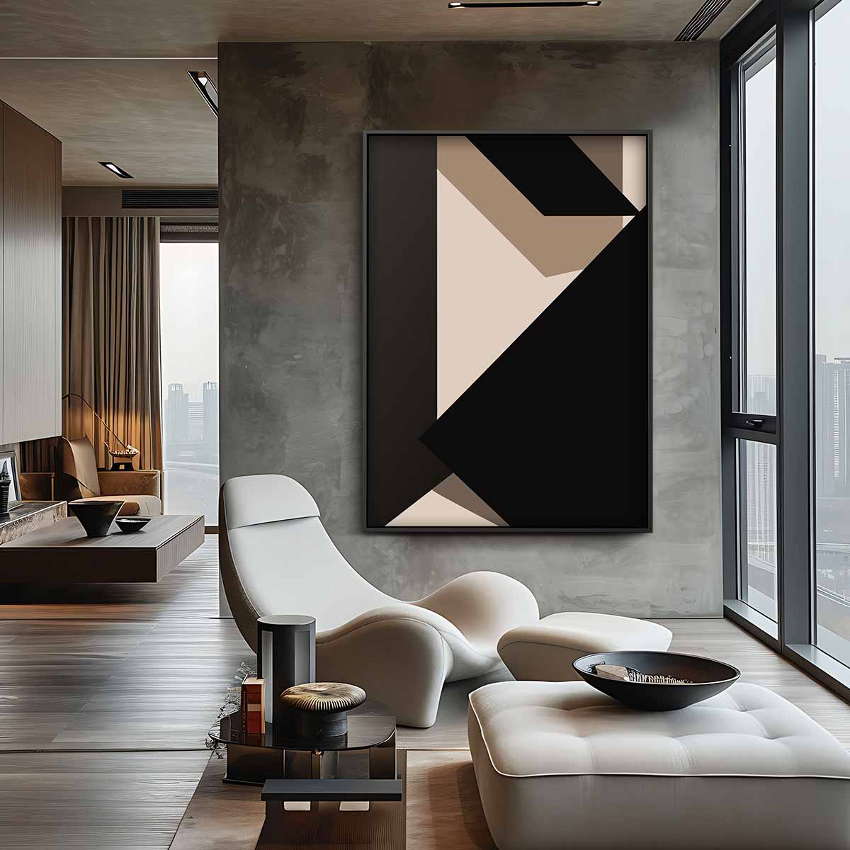 Abstracte Geometrische Compositie Kunstwerk-canvas-dibond-plexiglas-wanddecoratie-WallArtistic