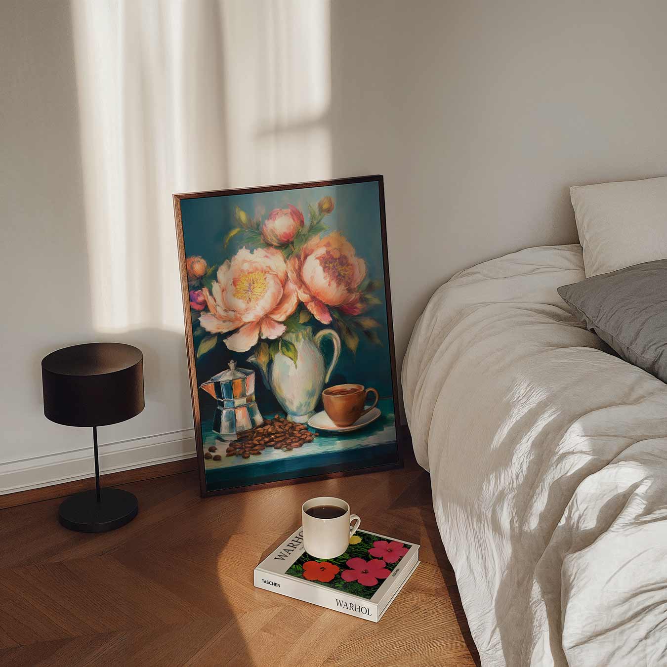 Koffie en Bloemen Poster-WallArtistic