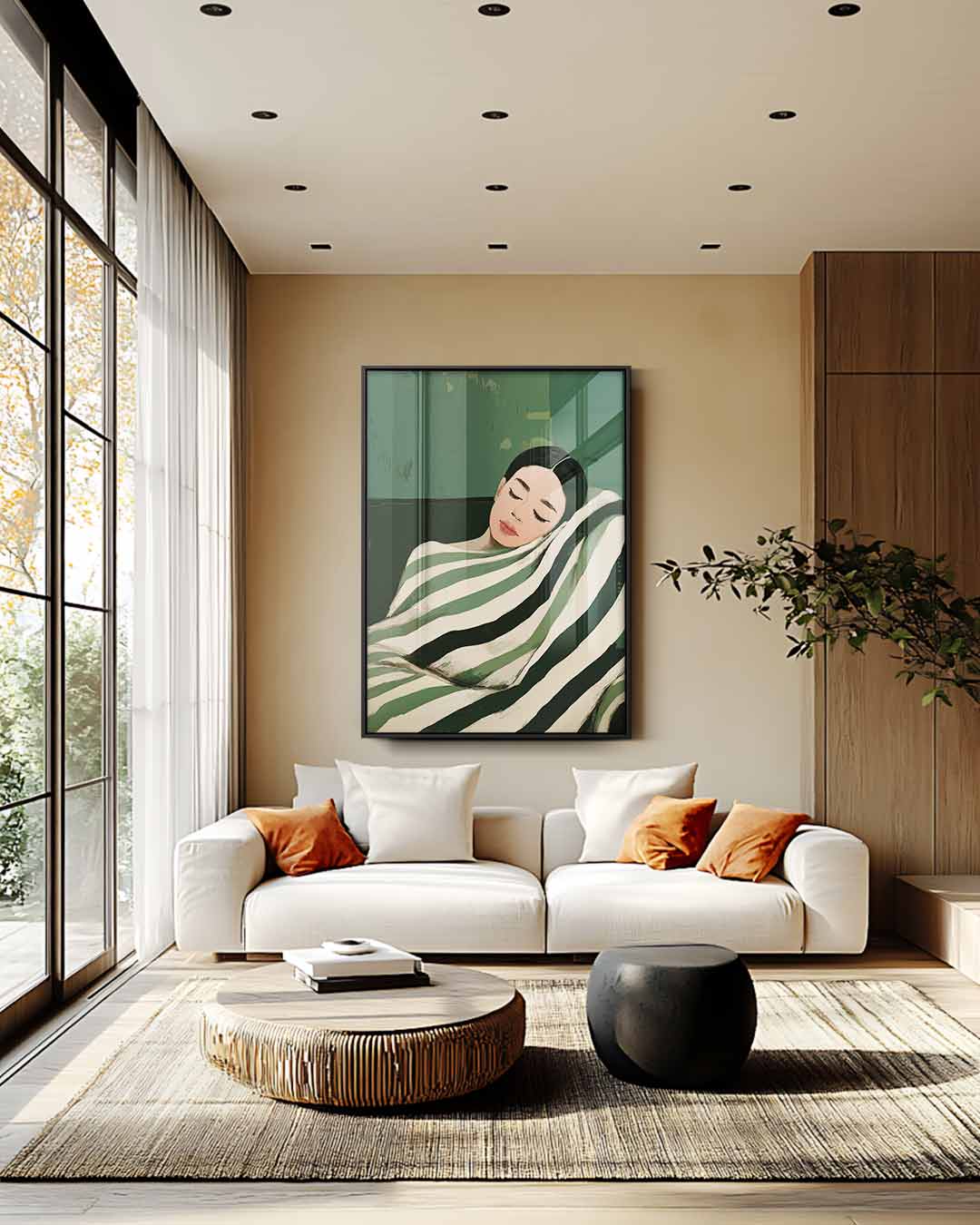 Slapende Schoonheid in Groen Kunstwerk-canvas-dibond-plexiglas-wanddecoratie-WallArtistic