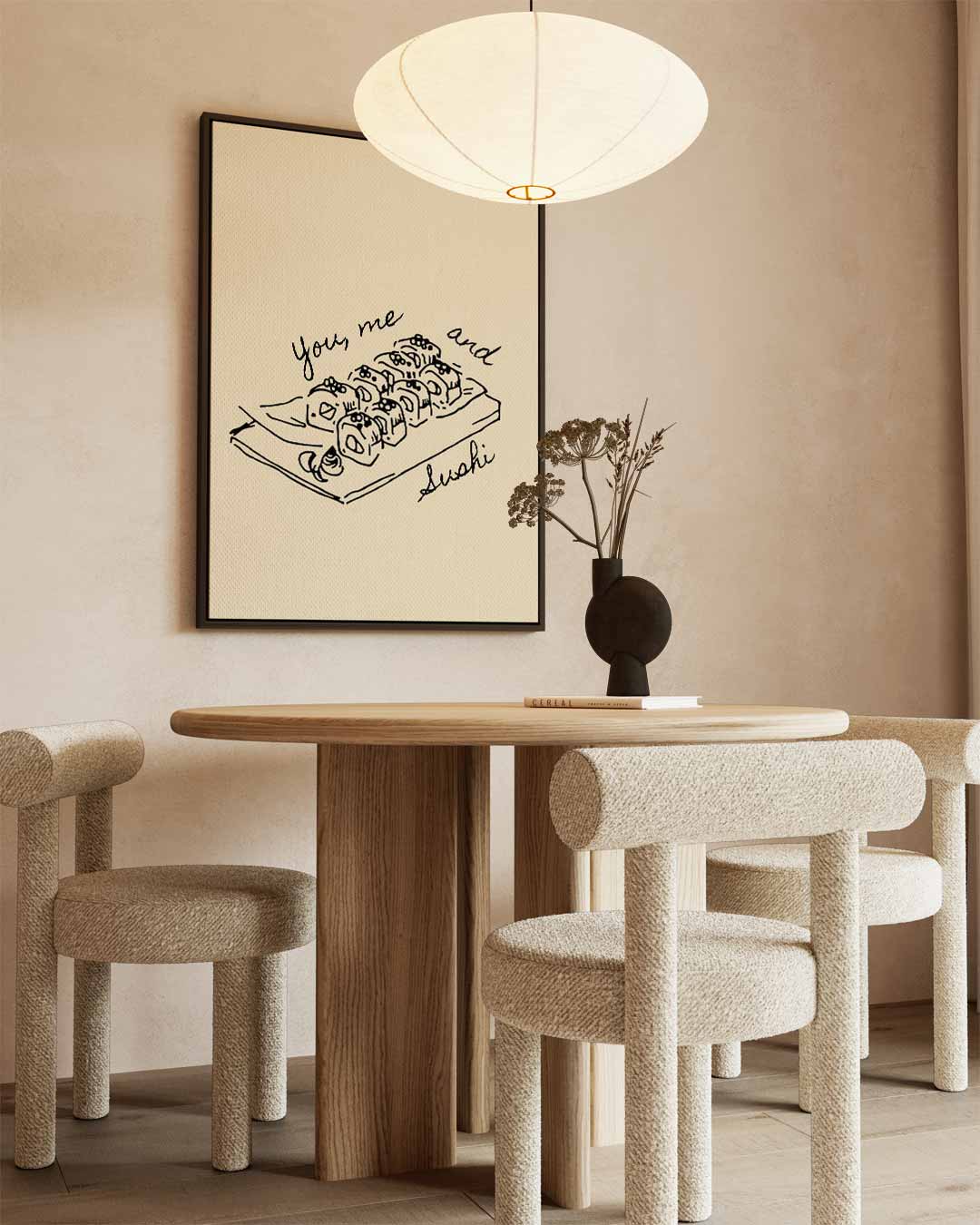 Romantische Sushi Illustratie Kunstwerk-canvas-dibond-plexiglas-wanddecoratie-WallArtistic